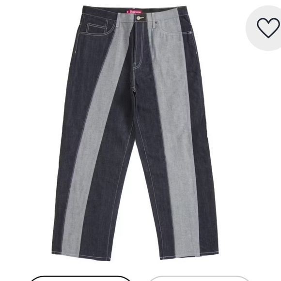 Supreme Other - Supreme paneled stripe baggy jeans in rigid indigo